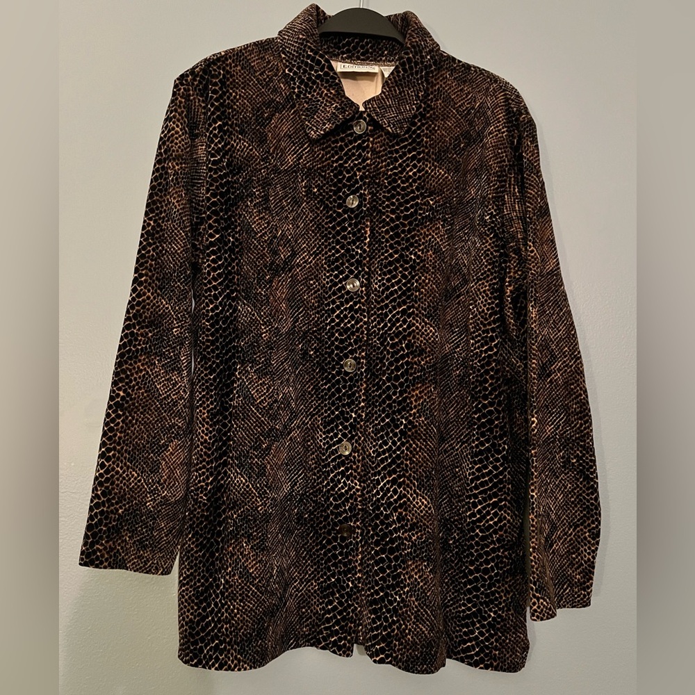 Basic Editions Black And Brown Snake Print Teddy … - image 1